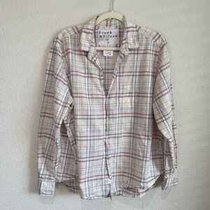 Frank & Eileen Eileen‎ Plaid Button Up Shirt XL Cotton Linen Multi Color Boho